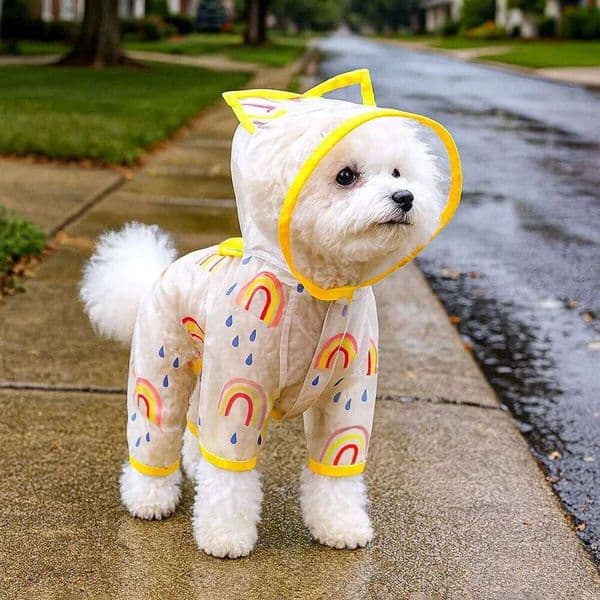 All Season Dog Raincoat Waterproof Dogs Apparel Small Pet Rain Coat Puppy Clothing Hooded Bamubi