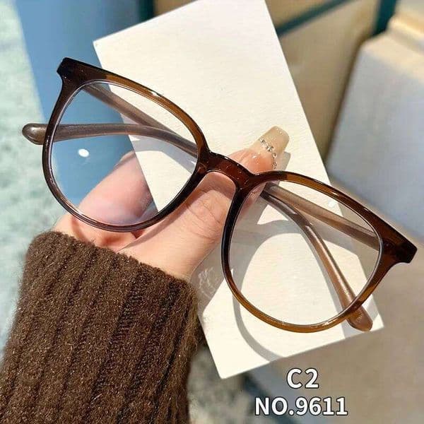 Ultra-Light Retro Tea Brown Blue Light Blocking Glasses Korean Style Large Frame Eyewear 26W0328