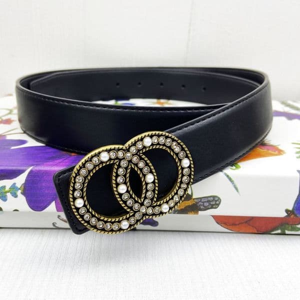 Classic Black Belt Exquisite Zircon Jewelry Design Belt Buckle Fashion Belt Charming Belt For Daily Wear Width 3.4cm