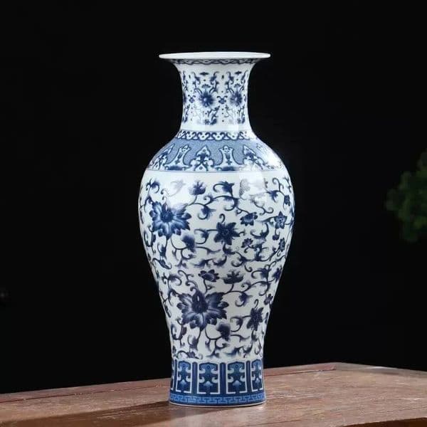 Jingdezhen Antique Blue and White Porcelain Vase Decoration Living Room Flower Arrangement Chinese Large Decorative Ha