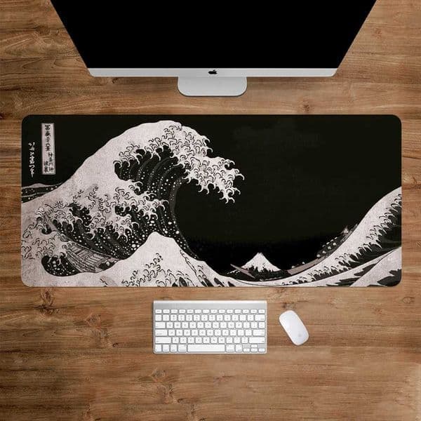 The Great Wave Off Kanagawa Black Gaming Mouse Pad Cushions Non-slip Pad on The Table Carpet Gamepad Desk Gadget Mouse Mat S26327