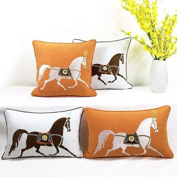 Top Decorative Pillow Croker Horse Design Embroidered Sofa Cushion Cover Pillowslip Pillowcase Without Core Home Bedroom Car Seat Backre Without Inner B2