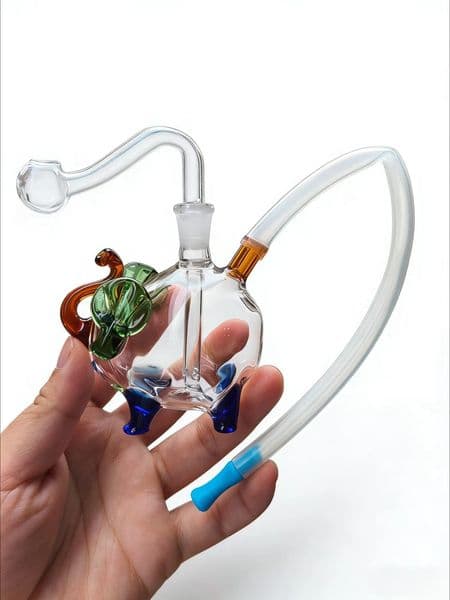 Creative Cute mini Elephant Shape Glass Oil Burner bongs pipe Bubbler Water Pipe Whip with 10mm male smoking oil Bowl and silicone hose Kit