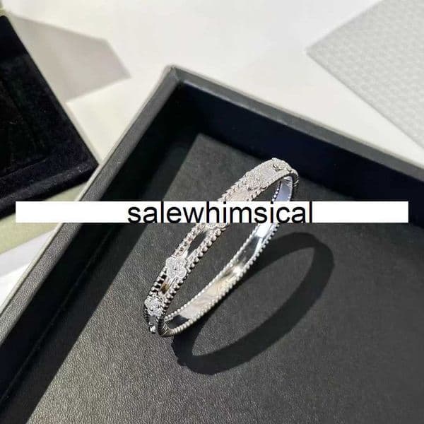 Designer 1to1 brand jewellery V Gold Kaleidoscope Wide and Narrow Edition Bracelet for Women 18k Rose Gold Four Leaf Clover Bead Edge Buckle Bracelet