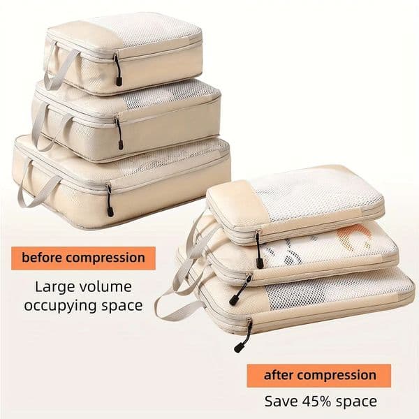 3-piece travel compression packing cube travel bag luggage organizer travel essentials carry-on luggage compression cube 260324