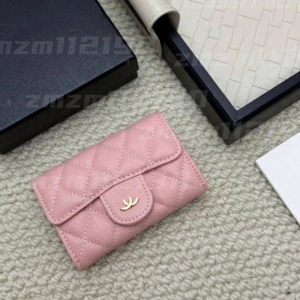 Card Holders wallet designer cardholder luxury mini purse Diamond pattern design Metal decorative fastener Fannypack Storage cards pink Clutch