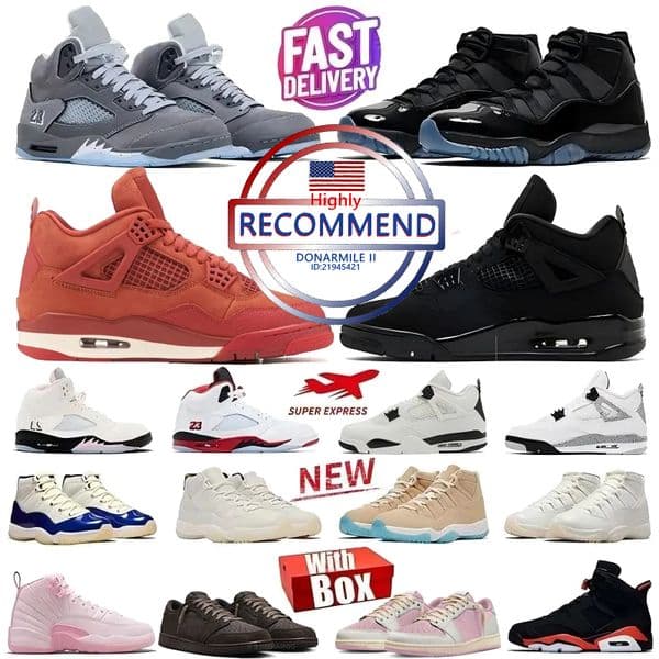 2026 Designer Sport Shoe mens trainer 5S Basketball Shoes 5 Wolf Grey 1S 4S 6S 11S White Fire Red Tongue 35Th Anniversary Grape Black Metallic Reimagined Tok