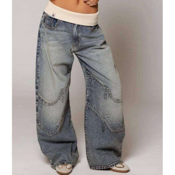2025 American Retro Street Washed Clothing Vintage Blue Unisex Straight Loose Design Casual Jeans S260327