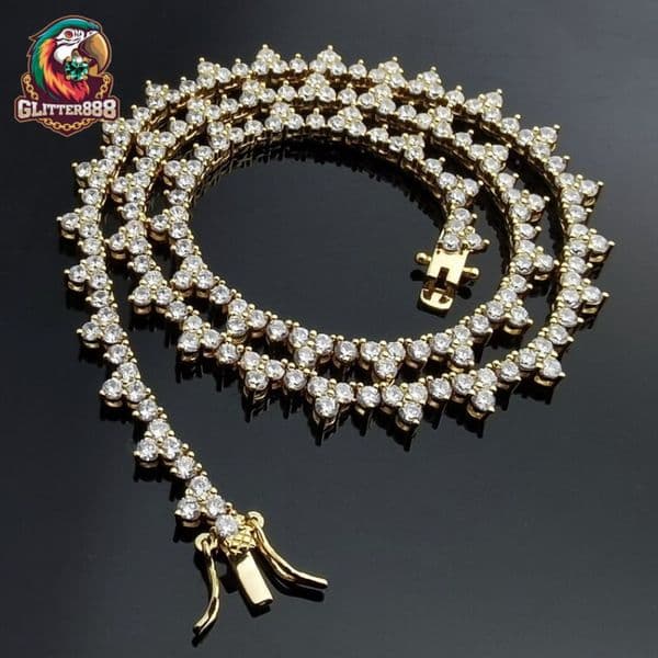 Bling Fancy Dainty Jewelry Moissanite Necklace 14k Gold Link Chain DEFVVS Moissanite Tennis Chain
