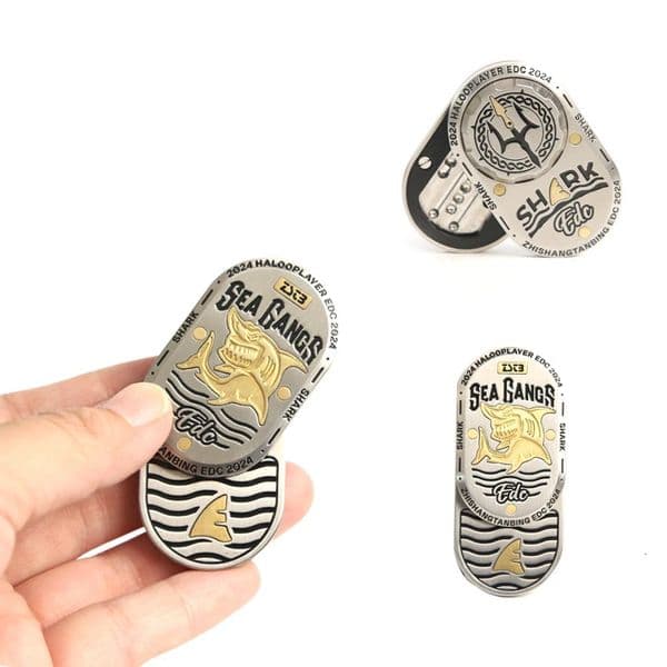 Zhi Shang Tan Bing Shark Mechanical Fidget Slider ADHD Metal EDC Fidget Toys Office Desk Toys Anxiety Stress Relief Toys 260327