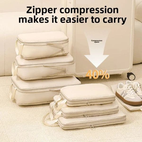 4Pcs/Set Travel Compression Packing Cubes Bag Portable Suitcase Clothes Organizers Waterproof Luggage Storage Cases Drawer Bags 260324BJ