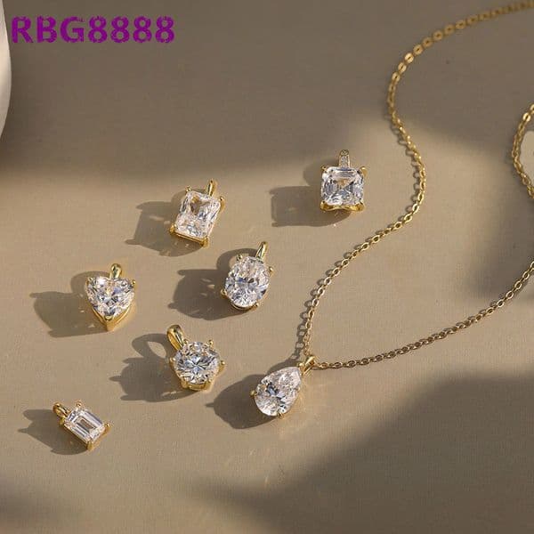 MON Moissanite Necklace Jewelry 925 Sterling Silver Iced Out 1/2/3/4ct Big Pendant Necklace D VVS Moissanite Diamond Necklace