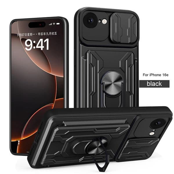 Card Wallet Anti Drop Stand Phone Case For iPhone 17e 16e 17 Air 16 15 14 Plus 13 12 11 Pro Max X XR XS Max 7 8 Plus+ Heavy-duty Magnetic MagSafe Slid Protection Cover