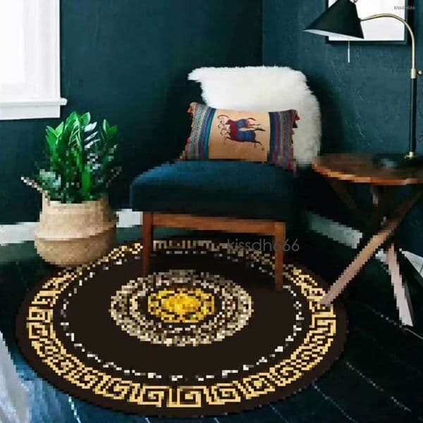 Designer Carpet Light Luxury Round Carpet Floor Mat Living Room Bedroom Floor Protection Mat Home Decoration Foot Mat