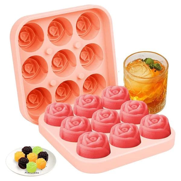 3D Rose Ice Molds Kitchen 13 Inch Small Cube Trays Make 9 Grids Cute Flower Shape Silicone Rubber Fun Ball Maker 260312