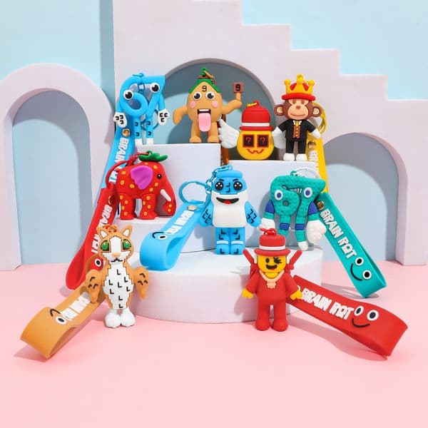 2026 Anime STEAL A BRAINROT Blue 67 sahur Keychain Cute No. 67 Keychain Pendant Game Surrounding Blue Toys Birthday Gifts Fast shipping-Y