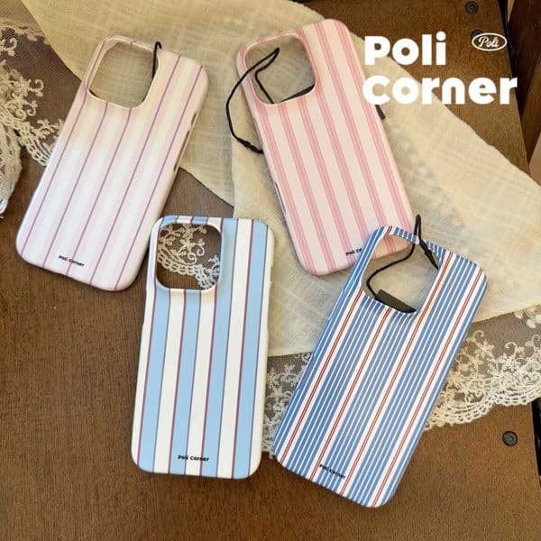 Art Fashion Striped New Phone Case for 17 16e 16 15 14 13 12 11 X XS XR 8 Air Pro Max Plus Luxury Double-layer Back Cover L260523