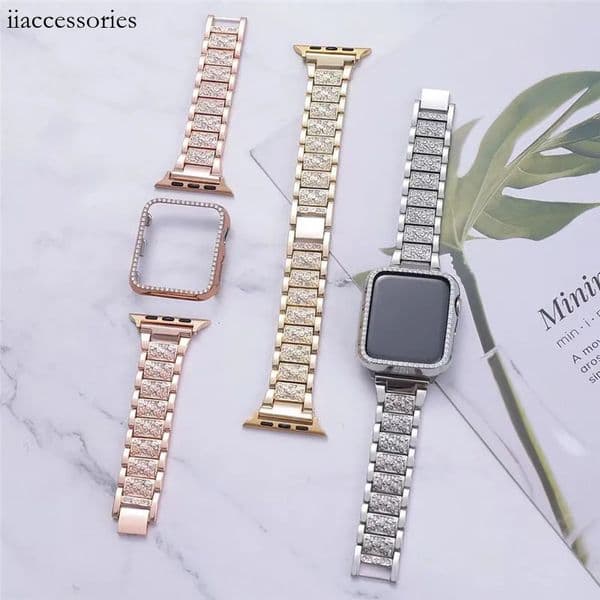 Watch band Bling Bands watches Cases Compatible 38mm 46mm 49MM 41mm 42mm 44mm 45mm Series 10 9 8 7 6 5 4 3 2 Dressy Jewelry Metal Bracelet