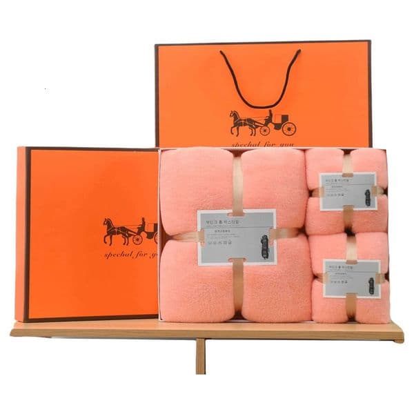 High Density Coral Velvet Bath Towel Three Piece Set Opening Ceremony Event Business Souvenir Gift Box Babypets