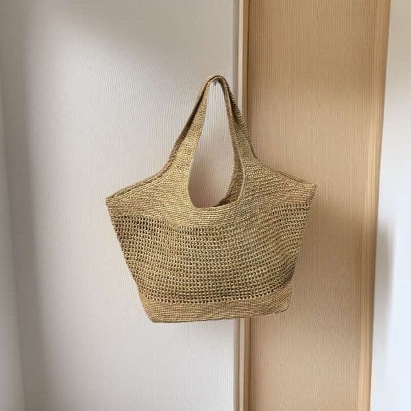 Totebag Shoulder ROSE NOIRE Raffia Handwoven For Women French Style Vacation Beach Casual Tote Large Capacity Handbag Bag