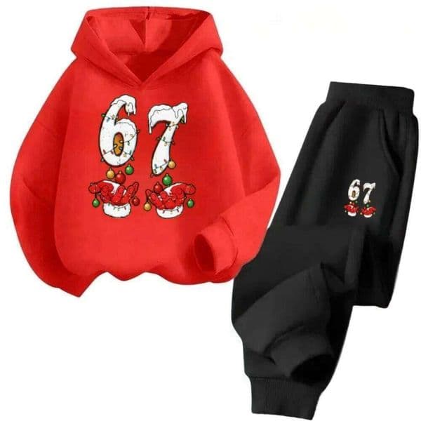 67 Fun Digital Cartoon Printed Children's Hoodie+Sports Pants Casual Comfort Set S260328 604
