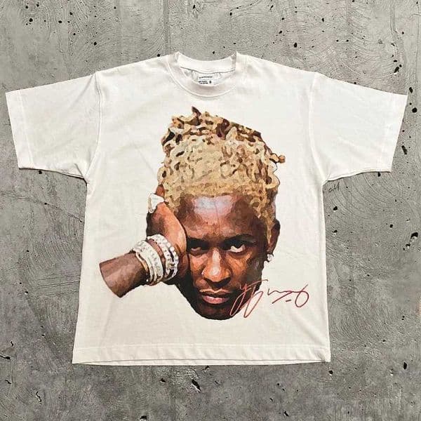 Y2k Europe and The United States New Summer Men T-shirt Portrait Printed Harajuku Hip Hop Personty Fashion Couple Shirt S26330