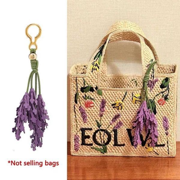 Lavender leather bag charm for women bag purple flower keychain bag pendant decoration high luxury girl gift bag accessories Z260330
