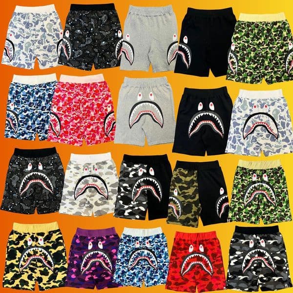 Unisex Shark Mouth Camouflage Print Casual Shorts Streetwear Trendy Summer Fashion Bottoms For Men Pants And Women Printeds Clothing