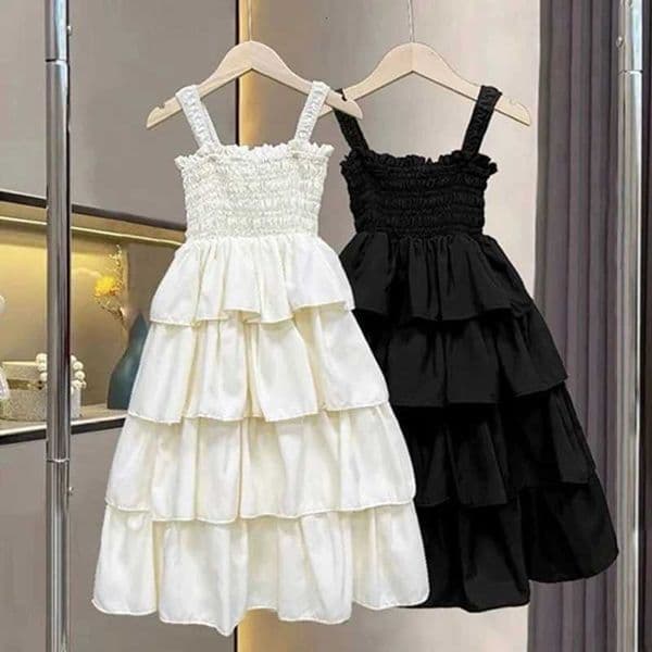 Girls Summer Dress Children Layers Slip Long Gown Kids Birthday Party Vestidos Clothes New Teenager Casual Sling ClothingT260330
