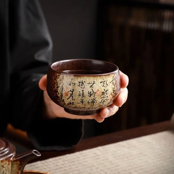 Original ore retro master rough pottery tea cup kiln renovation tea cup large single pottery household kung fu tea set singleCup 260324