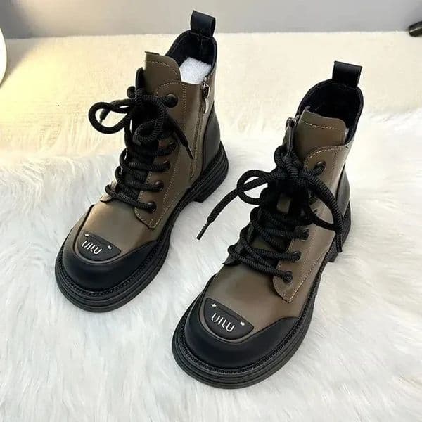 Ankle 2025 New Winter Round Toe Lace-up Short Womens Platform Designer Knight Boots Women Shoes 240613