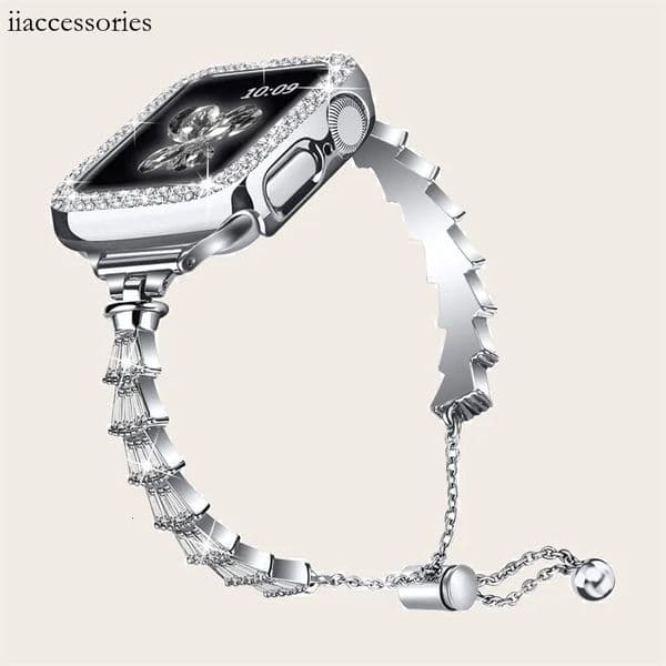 Watch Bands Luxury Bling Diamond Straps 49mm 45mm 38mm 40mm 42mm 44mm 46MM Metal Women Glitter Clover Band Series 10 9 Ultra 8 7 6 5 4 3 ultra