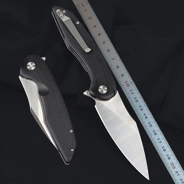 Top Quality M8900 Flipper Folding Knife 440C Satin folding knife Blade Black G10 Handle Outdoor Ball Bearing EDC Pocket Folder Knives