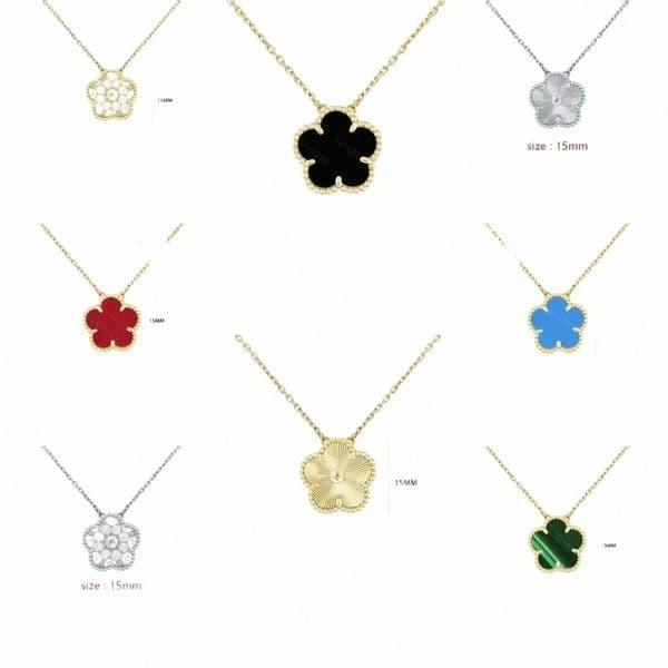 2026 New Clover Flower Designer 18K Gold Plated Agate Pendant Stainless Steel Holiday Gifts Four Leaf Necklace Luxury Jewelry Designer For Ladies Stoc K410