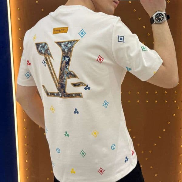 European and American Light Luxury High-end Embroidery Short Men's Trendy Brand Cool Round Neck Regular Shoulder T-shirt Summer Fashion Casual Half