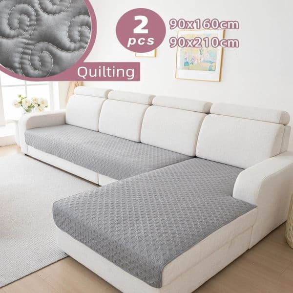 2Pcs Quilted Sofa Slipcover Couch Cushion Covers L-Shape Sectional Couch Covers for Living Room Pet Mat Furniture Protector 260327