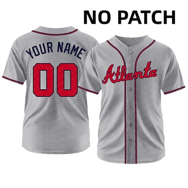 Customized NO PATCH men's grey baseball jersey, suitable for training and games, dynamic and fashionable, breathable and sweat-wicking