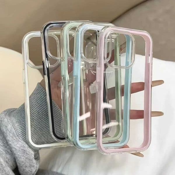 Luxury 2 IN 1 Transparent Candy Phone Case For iPhone 16 11 12 13 14 15 Pro Max Plus Clear Shockproof Bumper Back Cases Cover H260330