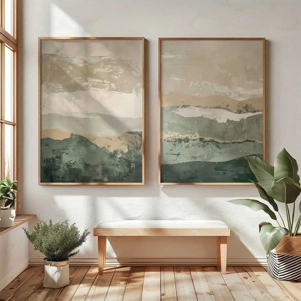 2pcs/set Japanese Retro Wabi Sabi Mountains Abstract Canvas Print Poster Modern Minimalist Art Print Home Decor Wall Art Poster X260328