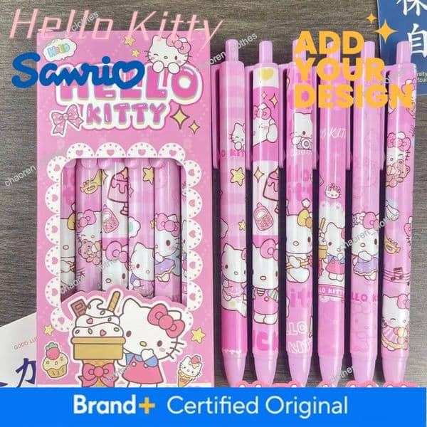 Designer 6 Pcs/Set Hello Kitty Limited Edition High Quality Gel Pen Cartoon Series Black 0.5Mm Student/Office Daily Stationery
