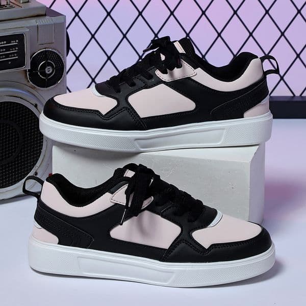 Kids Teen Men and Women's Pastel Color Block Platform Sneakers Fashion Casual Leather Walking Shoes Comfort Non-Slip Ladies Sneakers for Daily Wear
