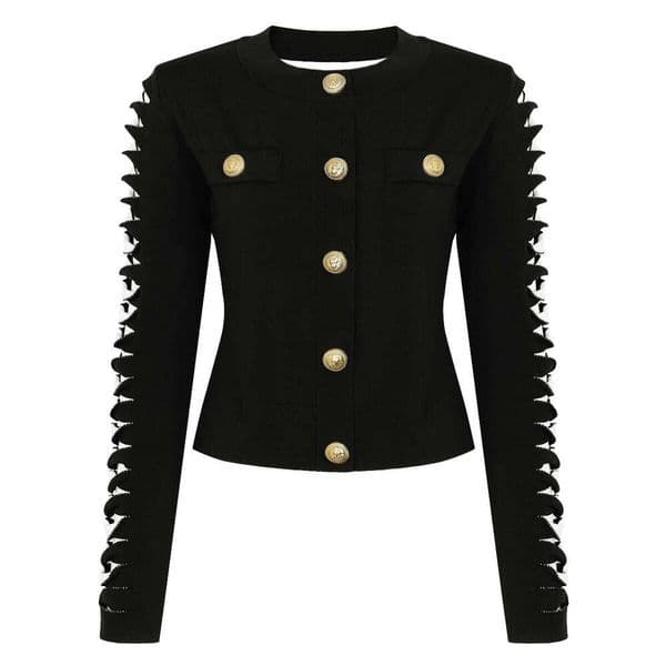 Spring and Autumn New Designer High D7 quality Fashion Color blocked Knitted Long sleeved Top Network Celebrity Women's Cardigan Jacket