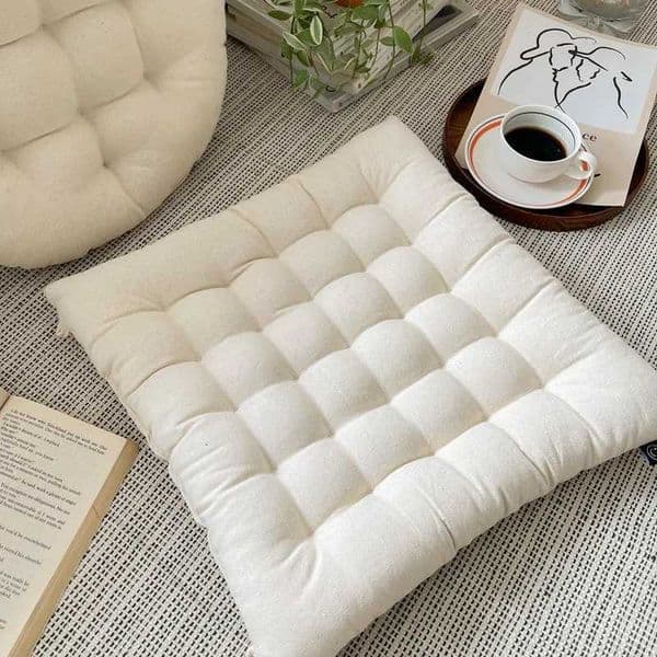 Japanese Simple Plain Square Cushion Living Room Sofa Tatami Futon Mat Round Floor Cushion Dining Chair Strap Chair Cushion H260330