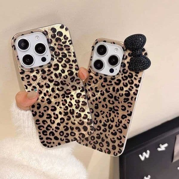 For Samsung Galaxy S25 Plus S24 Ultra S23 S22 S21 FE A32 A52 A30S Leopard Blink Diamond Candy Bowknot Lustre Lining Phone Case L260523