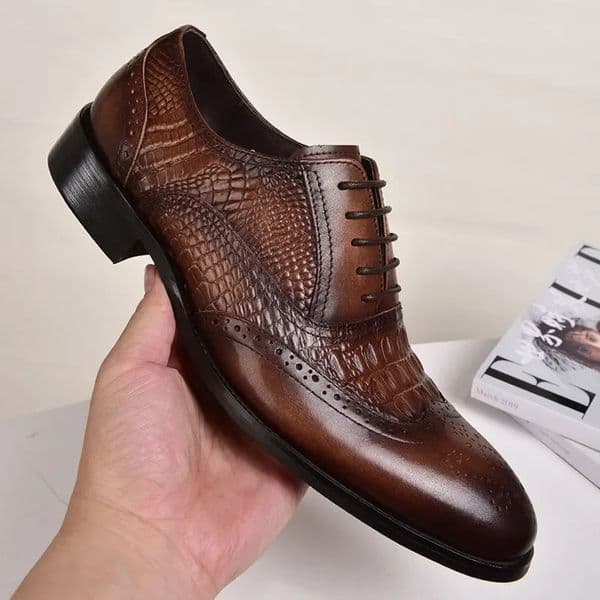Men casual shoes Brock Oxford retro crocodile leather men formal spring and autumn s for 260330