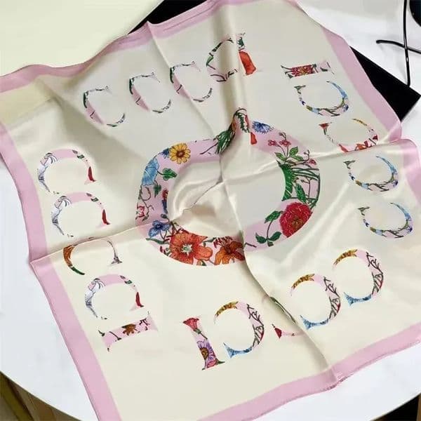 53cm Square Scarf 100% Silk Designer Silk Scarf Fashion Letter Floral Scarf Soft Decorative Women's Bandana Headband Hijab