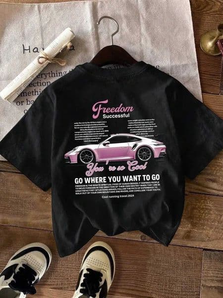Car Print T Shirt Theme Casual Strtwear Unisex Women Men High Quty Casual Womens Clothing Top TsL260525