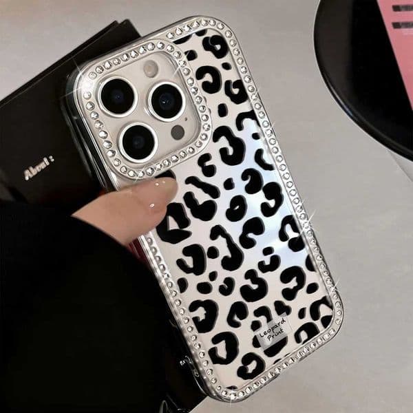 Leopard Print Diamond Phone Case For 17 Pro Max Case 16 15 12 11 14 13 Pro Max 17 Air Clear Soft Shockproof Cover L260523