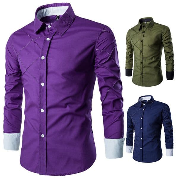 selling mens longsleeved shirt grid line design casual shirt color CS14 220401