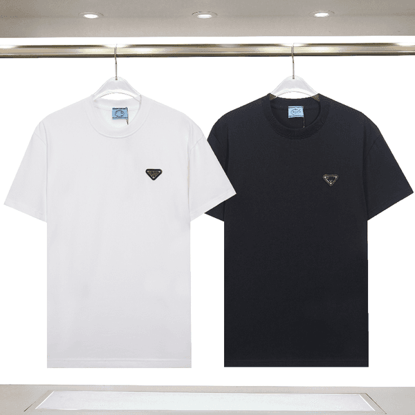 Chest triangle sequin logo luxury brand pattern men's T-shirt, high-quality casual and fashionable pure cotton material designer women's T-shirt